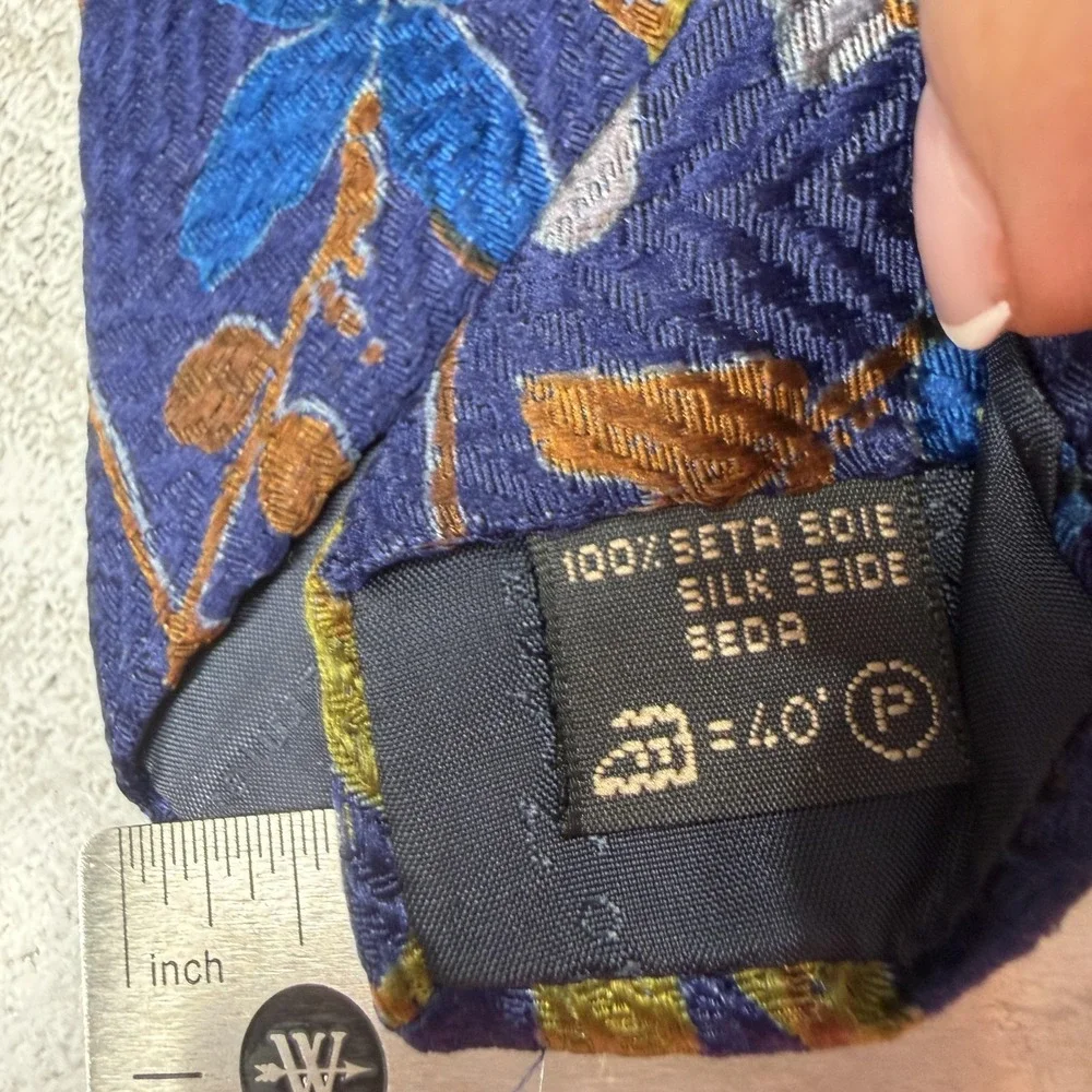 Ermenegildo Zegna Silk Tie Mens One Size Blue Floral Made In‎ Italy Necktie